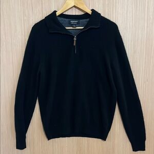 Nordstrom Men's Black 100% Cashmere Sweater size Large quarter zip